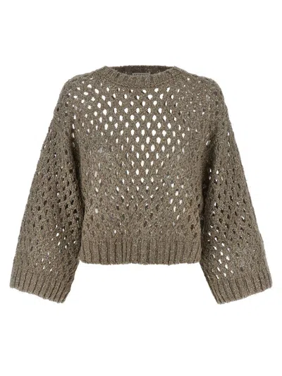 BRUNELLO CUCINELLI BRUNELLO CUCINELLI 'RUSTIC DAZZLING NET' CROPPED SWEATER