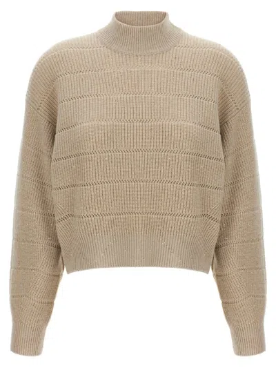 BRUNELLO CUCINELLI BRUNELLO CUCINELLI 'RUSTIC DAZZLING NET' CROPPED SWEATER