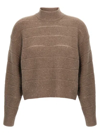 BRUNELLO CUCINELLI BRUNELLO CUCINELLI 'RUSTIC DAZZLING NET' CROPPED SWEATER