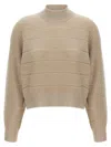 Brunello Cucinelli Rustic Dazzling Net Sweaters And Cardigans Beige