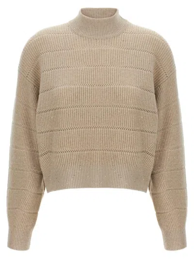 BRUNELLO CUCINELLI BRUNELLO CUCINELLI 'RUSTIC DAZZLING NET' CROPPED SWEATER