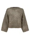 Brunello Cucinelli Rustic Dazzling Net Sweaters And Cardigans Gray In Brown