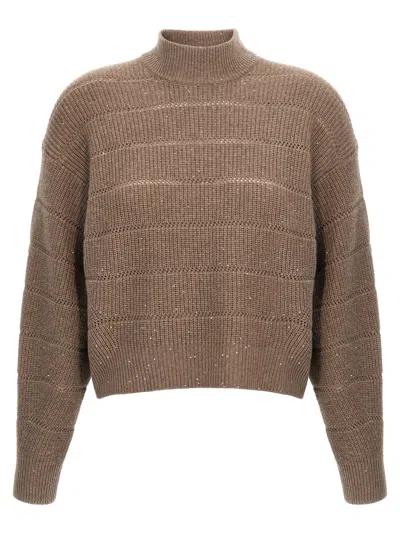 BRUNELLO CUCINELLI RUSTIC DAZZLING NET CROPPED SWEATER