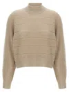 Brunello Cucinelli Rustic Dazzling Net Sweaters And Cardigans Beige