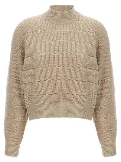 BRUNELLO CUCINELLI RUSTIC DAZZLING NET CROPPED SWEATER
