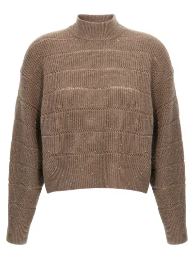 BRUNELLO CUCINELLI BRUNELLO CUCINELLI RUSTIC DAZZLING NET' CROPPED SWEATER