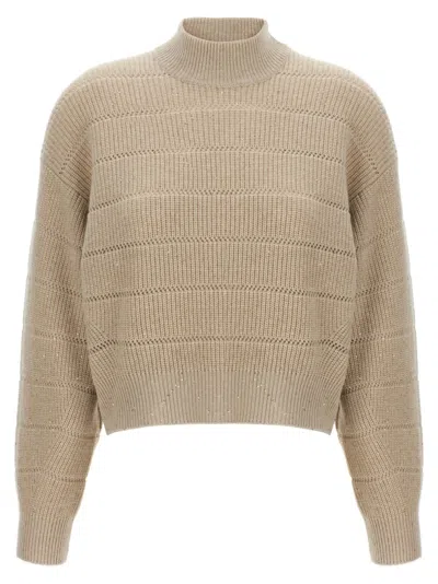 BRUNELLO CUCINELLI BRUNELLO CUCINELLI RUSTIC DAZZLING NET' CROPPED SWEATER