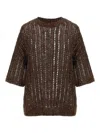 Brunello Cucinelli Sweater In Perforated Knit In Brown