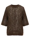 Brunello Cucinelli 'rustic Dazzling Net' Jersey In Brown