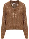 Brunello Cucinelli Rustic Dazzling Net Sweater In Brown