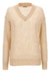 Brunello Cucinelli Rustic Dazzling Net Sweaters And Cardigans Beige