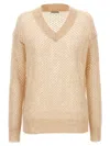 Brunello Cucinelli Rustic Dazzling Net Sweaters And Cardigans Beige