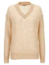 Brunello Cucinelli Rustic Dazzling Net Sweaters And Cardigans Beige