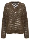 Brunello Cucinelli Rustic Dazzling Net Sweaters And Cardigans Brown In Brown