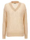 Brunello Cucinelli Rustic Dazzling Net Sweaters And Cardigans Beige