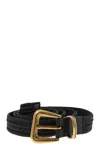 Brunello Cucinelli Rustic Woven Linen Belt In Brown