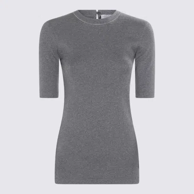 Brunello Cucinelli Ruthenium Grey Cotton Stretch T-shirt