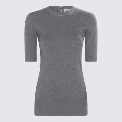 Brunello Cucinelli Ruthenium Grey Cotton Stretch T-shirt