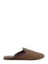 Brunello Cucinelli Woven Slippers In Beige