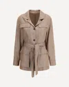 Brunello Cucinelli Techno Linen-blend Sparkling Safari Blazer In Brown