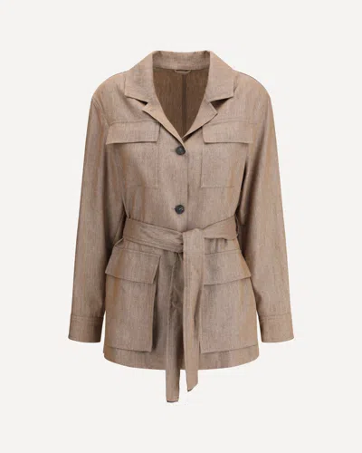 Brunello Cucinelli Safari Jacket In Sparkling Twill In Brown