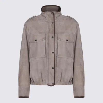 Brunello Cucinelli Safari Leather Jacket In Brown