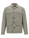 Brunello Cucinelli Waterproof Beige Techno Cotton Jacket In Green