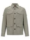 Brunello Cucinelli Waterproof Beige Techno Cotton Jacket In Green