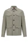 Brunello Cucinelli Waterproof Beige Techno Cotton Jacket In Green