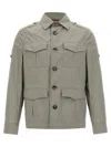 Brunello Cucinelli Waterproof Beige Techno Cotton Jacket In Green