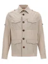 Brunello Cucinelli Saharan Jacket With Classic Shirt Collar In Neutral