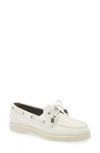 Brunello Cucinelli Sail Monili Trim Boat Shoe In C6280 Bianco Ottico