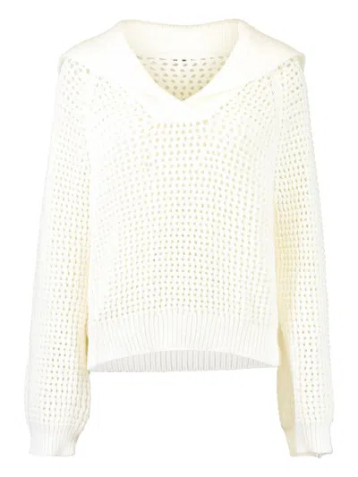 Brunello Cucinelli Open-knit Cotton-blend Sweater In White