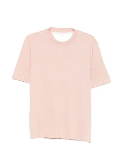 Brunello Cucinelli Salmon Linen Blend T-shirt In Pink