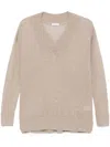 Brunello Cucinelli Sand-colored V-neck Sweater With Sequined Accents In Neutrals