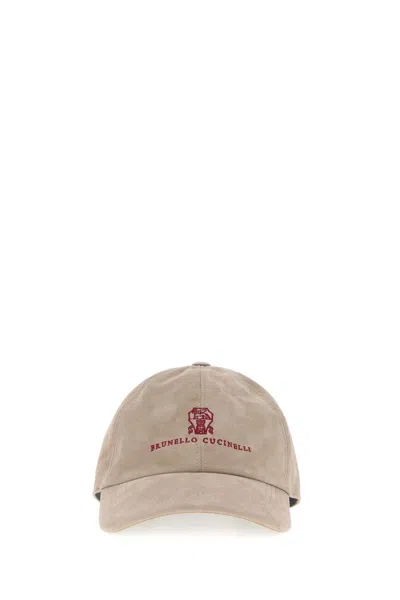 Brunello Cucinelli Sand Suede Baseball Cap In Neutral