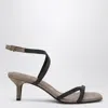 Brunello Cucinelli Sandal City Grey With Precious Straps In Grey
