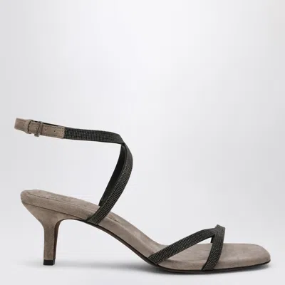 BRUNELLO CUCINELLI BRUNELLO CUCINELLI SANDAL CITY GREY WITH PRECIOUS STRAPS