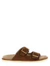 Brunello Cucinelli Adjustable Brown Suede Sandals In Brown