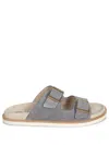 Brunello Cucinelli Pebble Silver-toned-hardware Leather Sandals