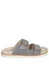 Brunello Cucinelli Pebble Silver-toned-hardware Leather Sandals