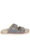 Brunello Cucinelli Pebble Silver-toned-hardware Leather Sandals