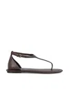 Brunello Cucinelli Monili T-strap Sandal In Brown