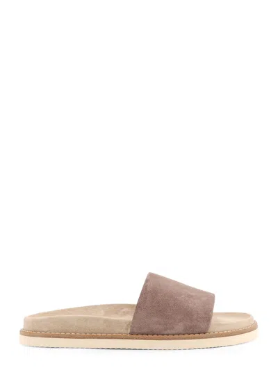 Brunello Cucinelli Suede Leather Sandals In Multicolor