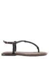 Brunello Cucinelli Bead-embellished Leather Sandals In Brown