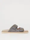 Brunello Cucinelli Pebble Silver-toned-hardware Leather Sandals In Avion