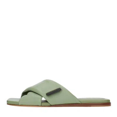 Brunello Cucinelli Sandals Green In Verde Blu E Verdi