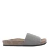 Brunello Cucinelli Monili Flat Pool Slide Sandals In Grey