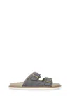 Brunello Cucinelli Pebble Silver-toned-hardware Leather Sandals In Grey