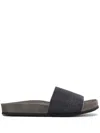 Brunello Cucinelli Textured Strap Slip-on Sandals With Cushioned Footbed